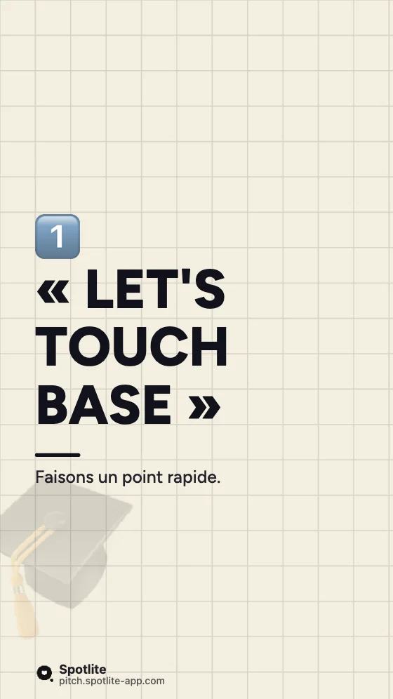 Expressions d'anglais pro — slide 2 : « Let's touch base »