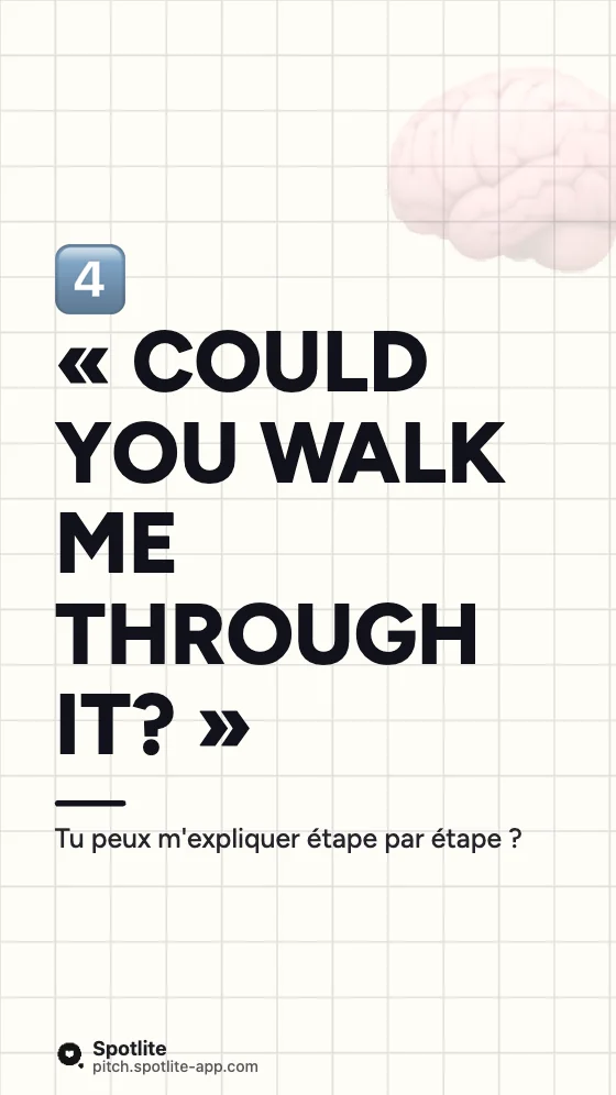 Expressions d'anglais pro — slide 5 : « Could you walk me through it? »