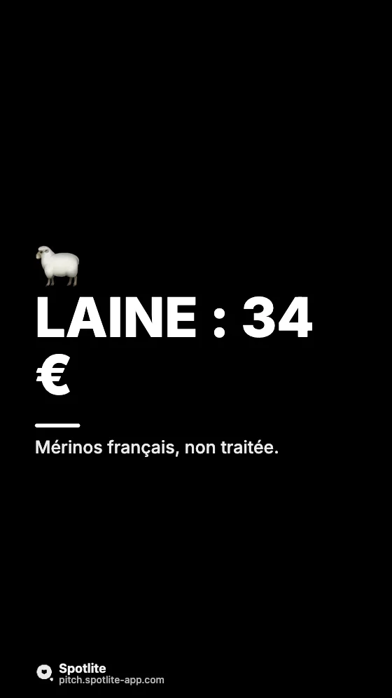 Pourquoi ce prix ? — slide 2 : Laine : 34 €