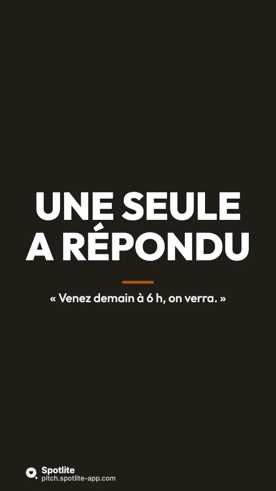 Mon premier client — slide 3 : Une seule a répondu