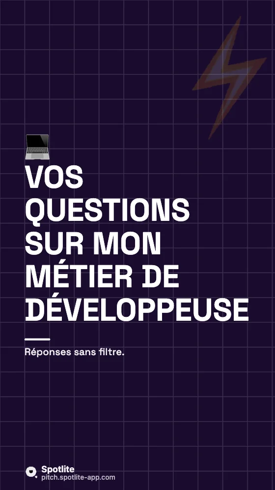 Questions / réponses — slide 1 : Vos questions sur mon métier de développeuse