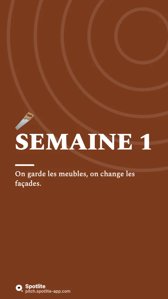 Rénovation avant / après — slide 3 : Semaine 1