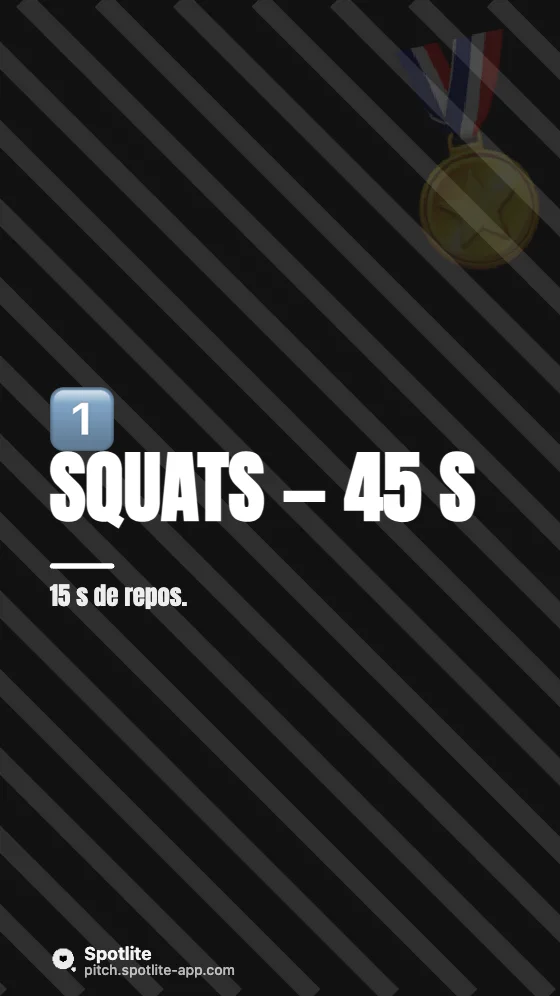Séance de sport de 10 minutes — slide 3 : Squats — 45 s
