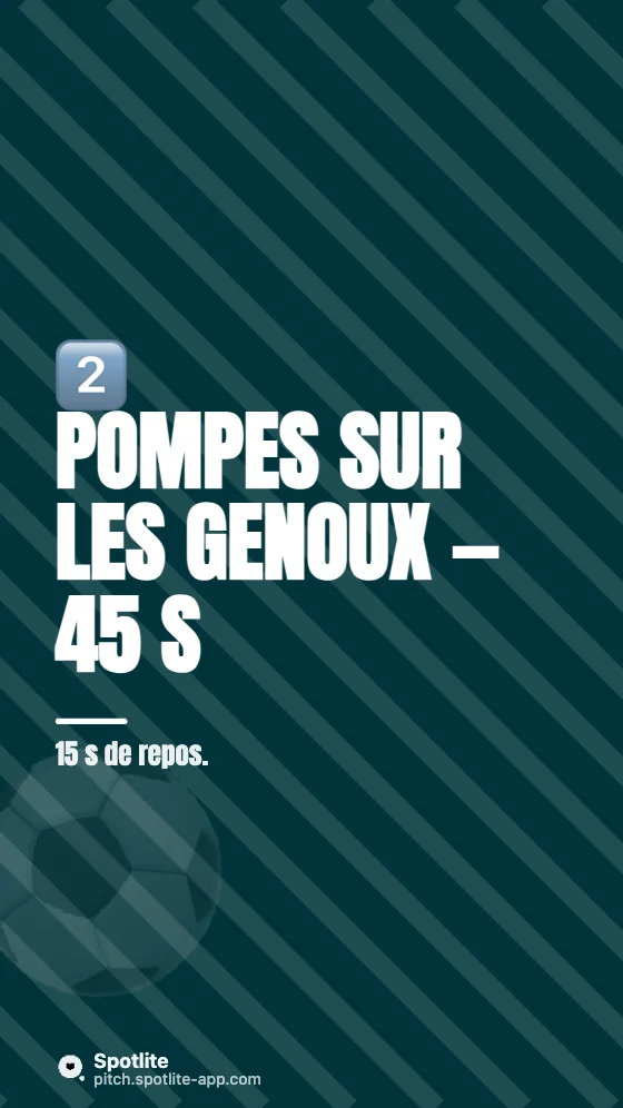 Séance de sport de 10 minutes — slide 4 : Pompes sur les genoux — 45 s