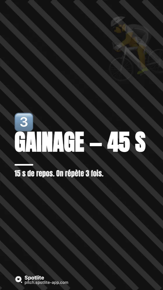 Séance de sport de 10 minutes — slide 5 : Gainage — 45 s