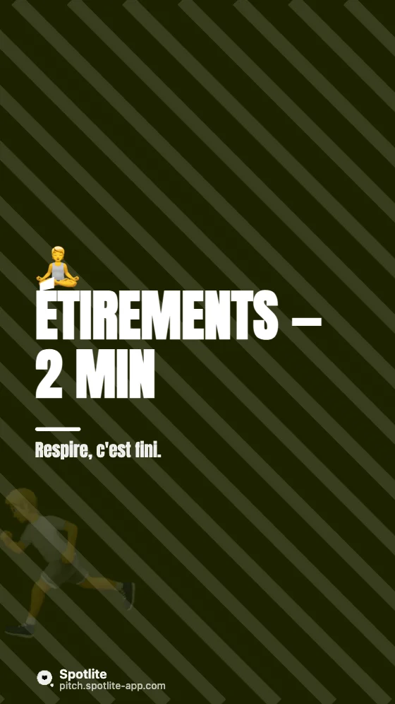 Séance de sport de 10 minutes — slide 6 : Étirements — 2 min