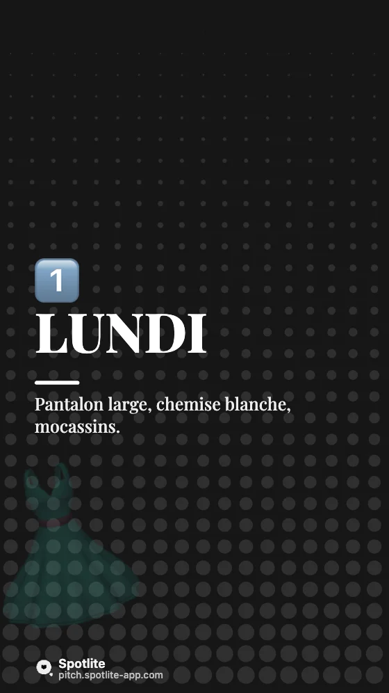 5 tenues, 1 semaine — slide 2 : Lundi