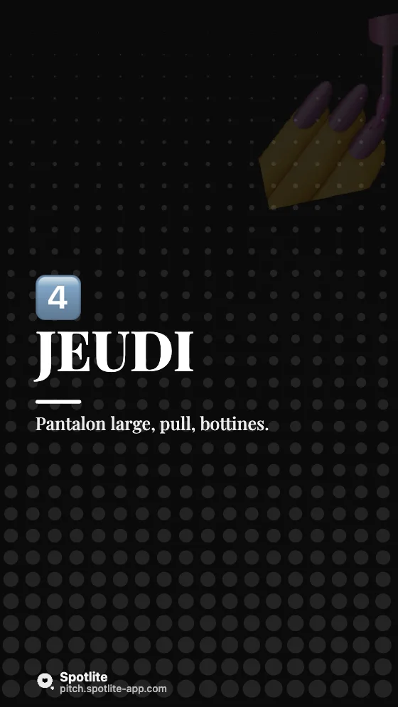 5 tenues, 1 semaine — slide 5 : Jeudi