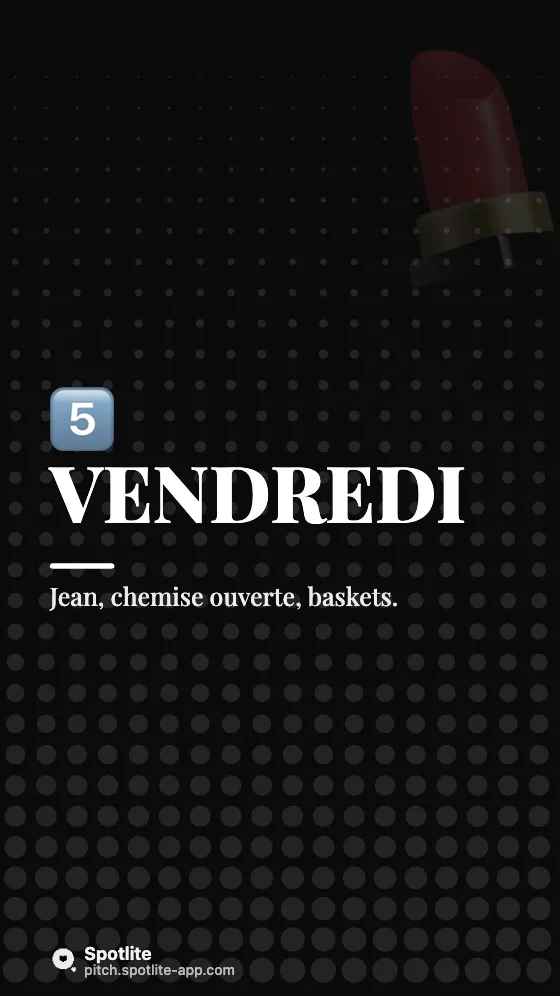 5 tenues, 1 semaine — slide 6 : Vendredi