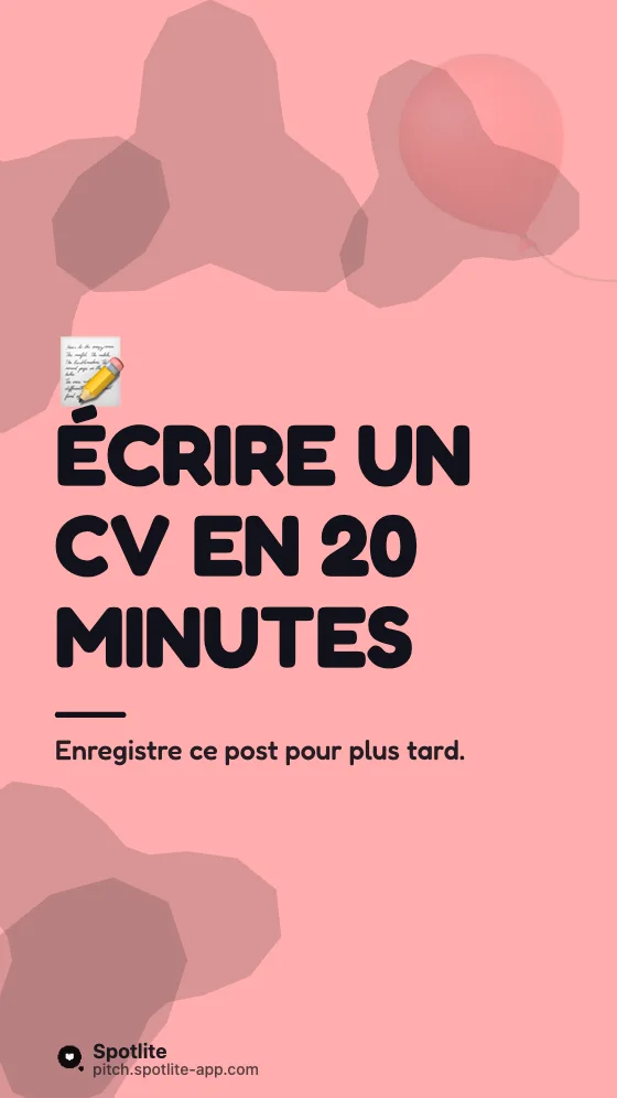 Tuto en 5 étapes — slide 1 : Écrire un CV en 20 minutes