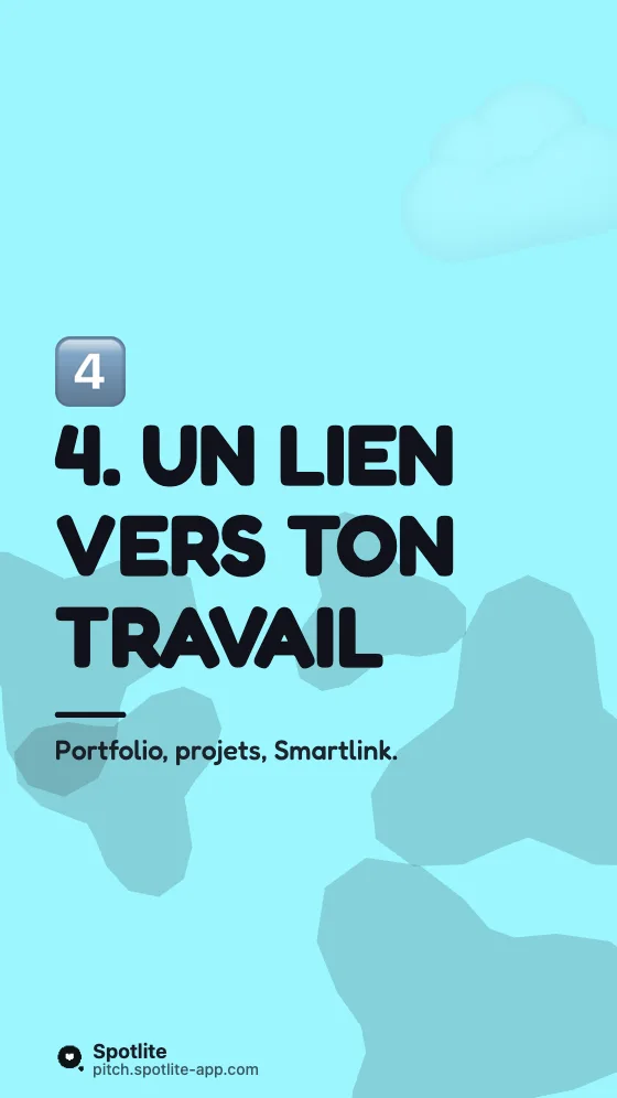Tuto en 5 étapes — slide 5 : 4. Un lien vers ton travail