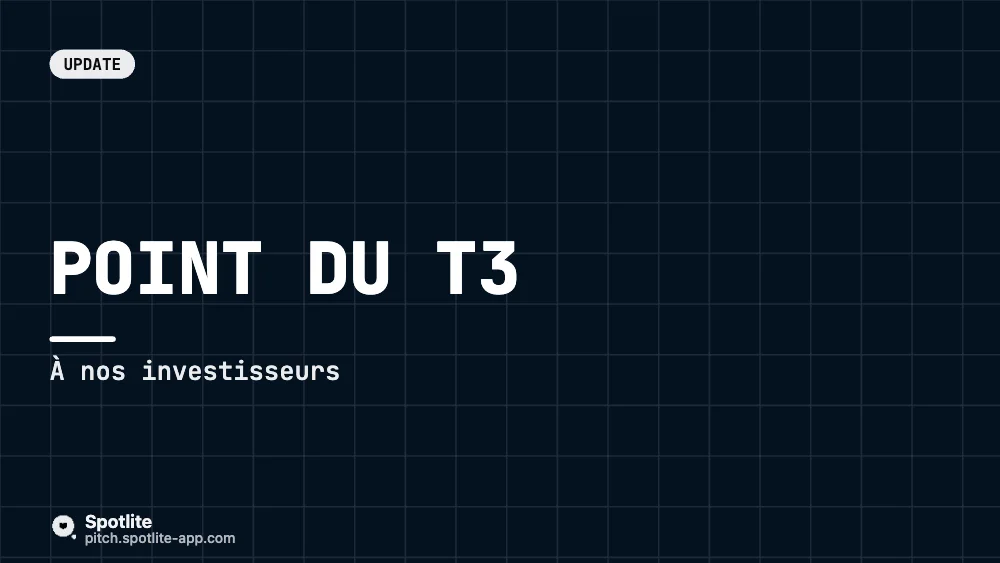 Point trimestriel aux investisseurs — slide 1 : Point du T3