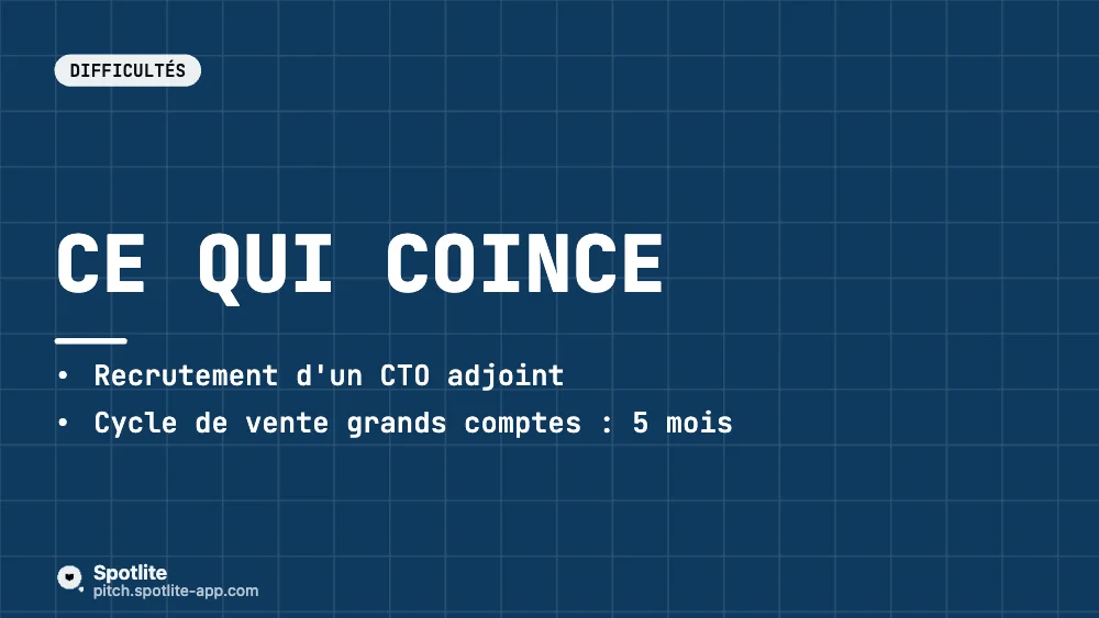 Point trimestriel aux investisseurs — slide 4 : Ce qui coince